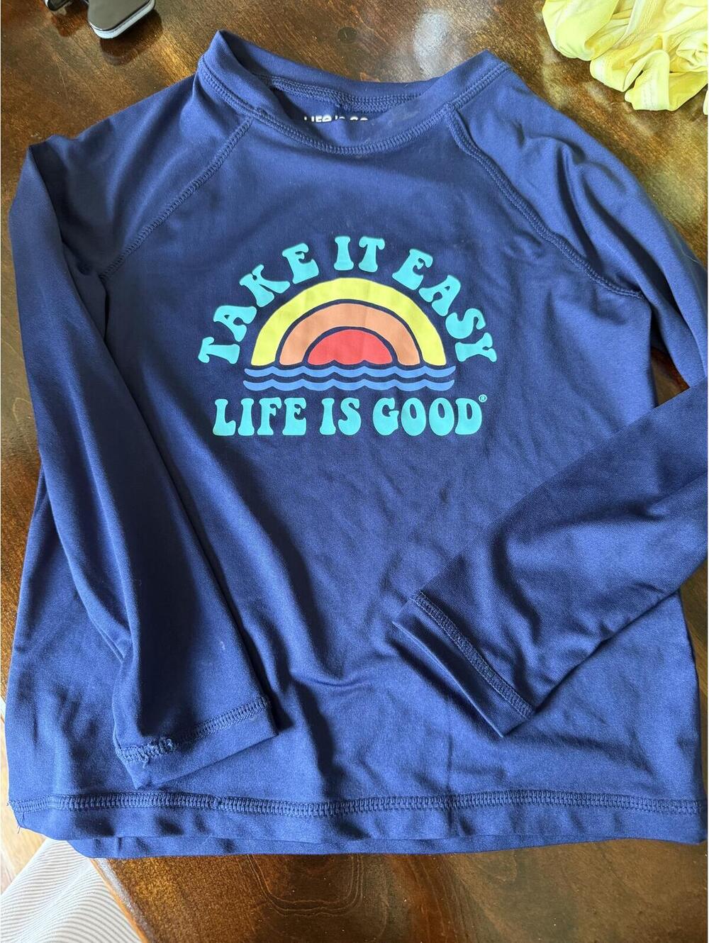 Life is Good Take It Easy Rainbow Graphic Long Sleeve Shirt Size Small